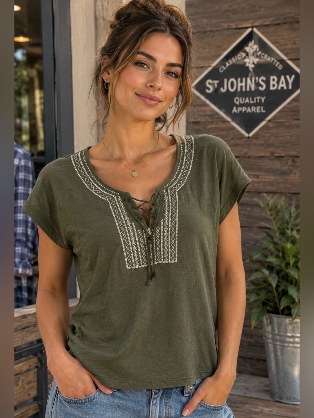 Embroidered St. John’ Bay Top